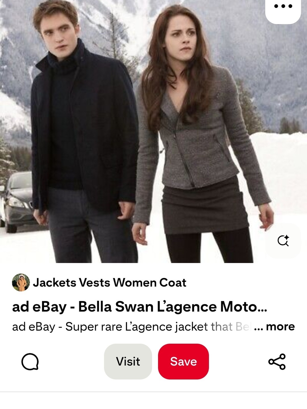 L'AGENCE Gray Wool-Blend Trench Moto Jacket Bella Swan Breaking Dawn part 2 - Picture 7 of 7